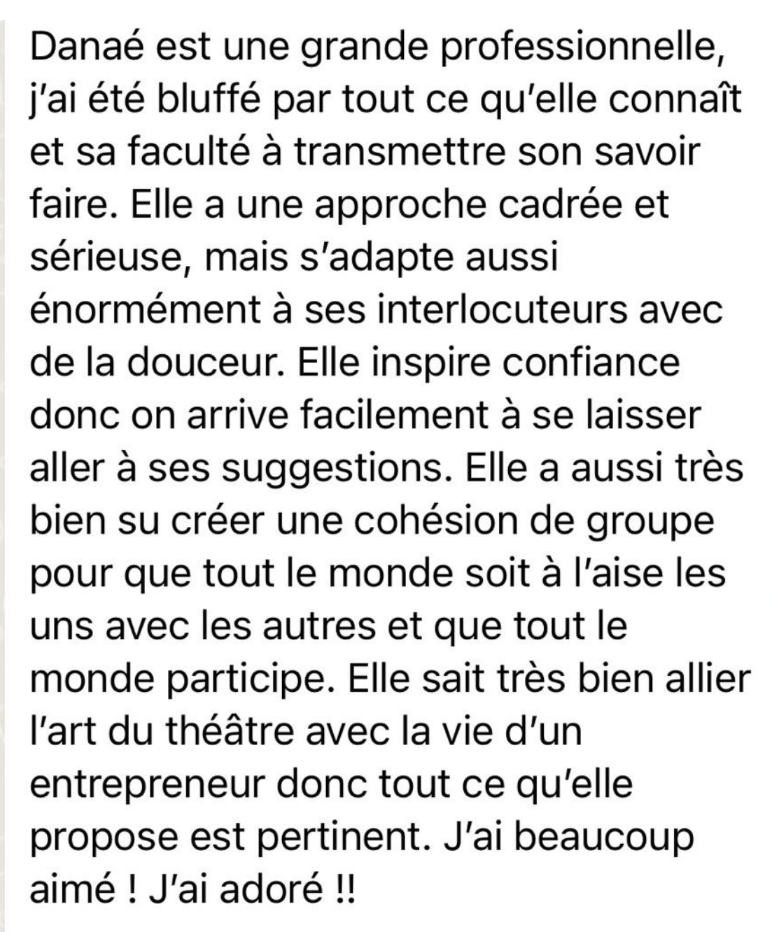 Capture d'écran d'un message WhatsApp reçu après l'atelier