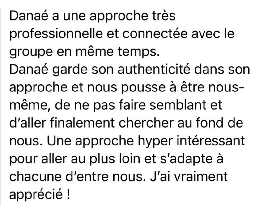 Capture d'écran d'un message WhatsApp reçu après l'atelier